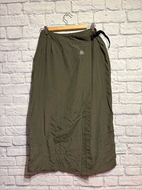 Misty Mountain Vintage Olive Green Wrap Maxi Skirt - Size Large